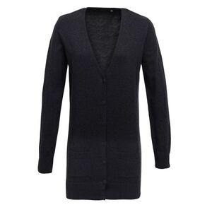 Premier Womens/Ladies Longline V Neck Cardigan / Charcoal